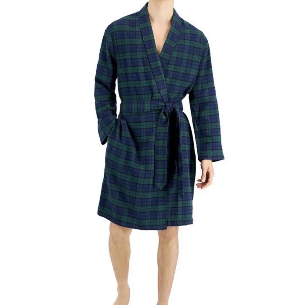 Club Room Men's Plaid Plush Flannel Robe NWT Size: S/M